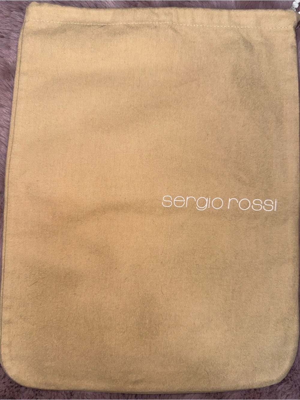 Sergio Rossi mustard yellow Shoe Dust Bag 10” x 13.5” Drawstring Storage Pouch